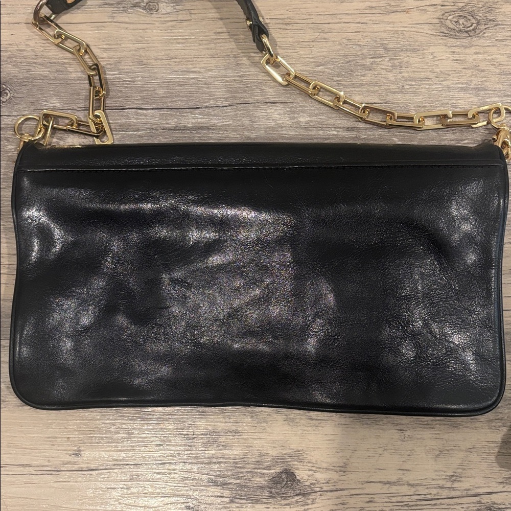 Tory Burch Bombe Reva leather clutch black with gold colored chain - Picture 12 of 12